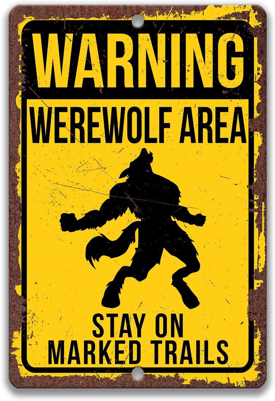 Vintage Collectible Signs - Werewolf Sign, Howling Metal Tin Sign