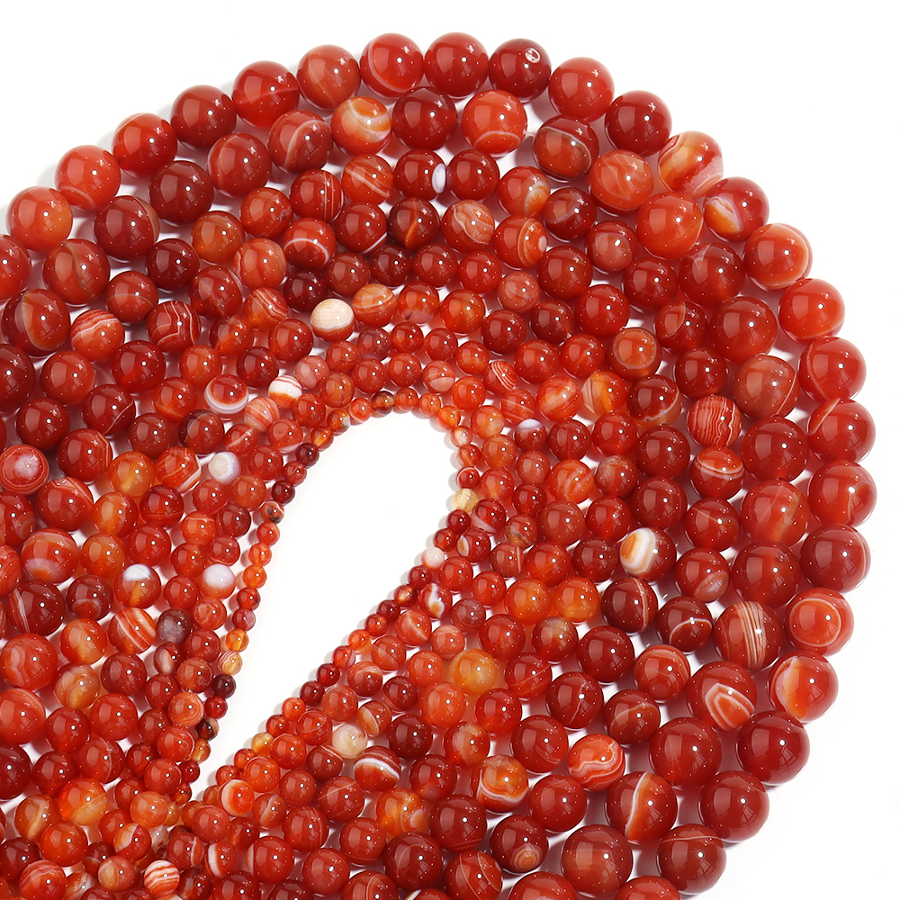 1 Strand Red Striped Agate Nat – Vintage Collector Bewertung und Preis
