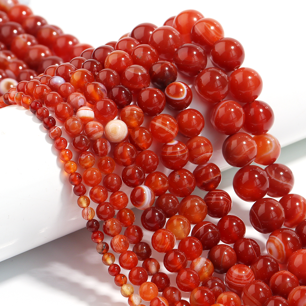 1 Strand Red Striped Agate Nat – Vintage Collector Bewertung und Preis