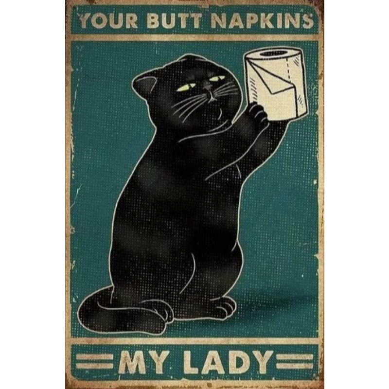 Black Funny Cat Metal Sign Vin – Vintage Collectible Signs Bewertung und Preis